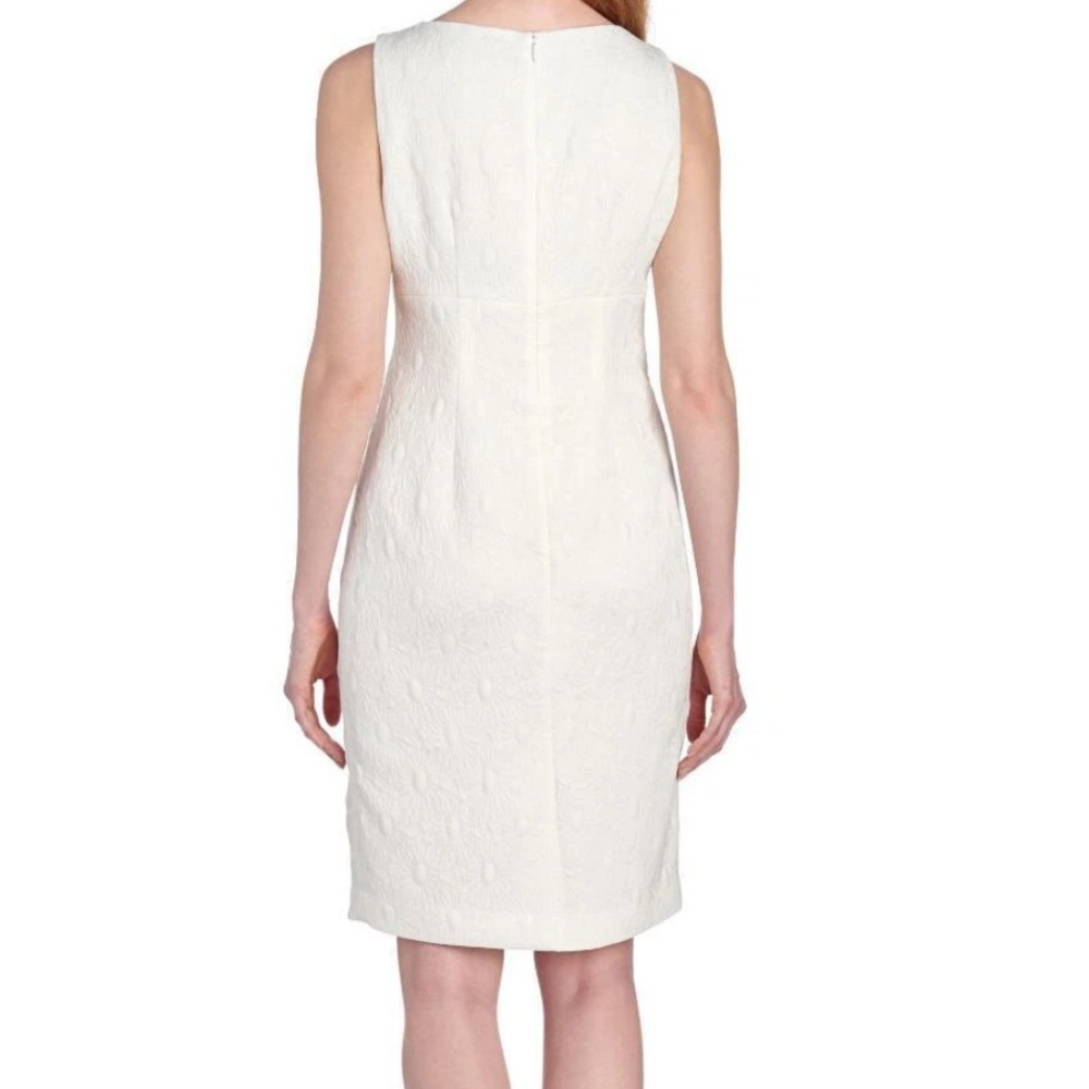 Kasper white Jacquard Floral sleeveless midi empire dress size 14 - Picture 3 of 6